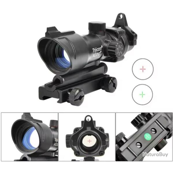Lunette de vis�e � croix rouge et vert pour fusil de chasse, rail de 20mm,ou airsoft  1x32