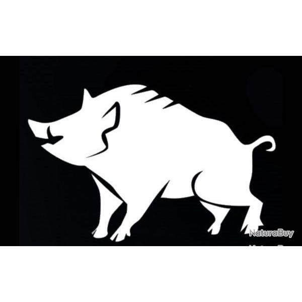 autocollant chasse sanglier blanc diff�rentes couleurs disponibles voir maBoutique !