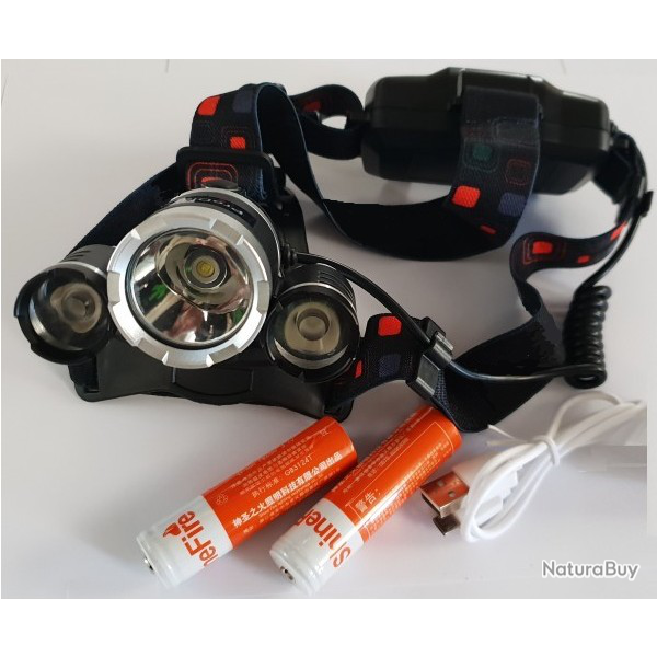 Lampe frontale A LED 3 bulbes, ULTRA puissante !!