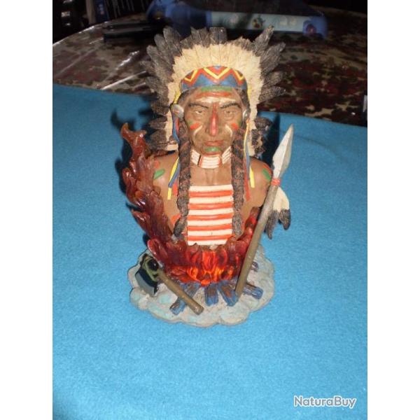 Buste Indien r�sine avec lumi�re  , cowboy, country, farwest ,.