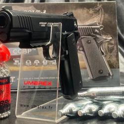 PACK PR&Ecirc;T A TIRER "PISTOLET COLT M45 A1 CQBP" CO2 CAL BB/4.5 BLACK