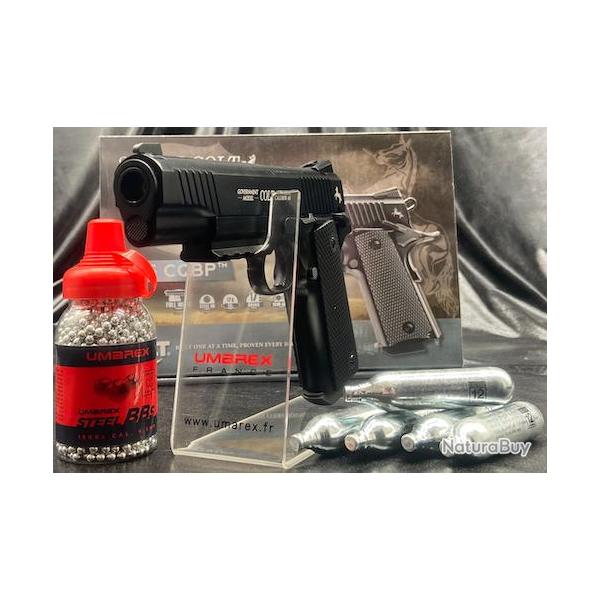 PACK PR�T A TIRER "PISTOLET COLT M45 A1 CQBP" CO2 CAL BB/4.5 BLACK