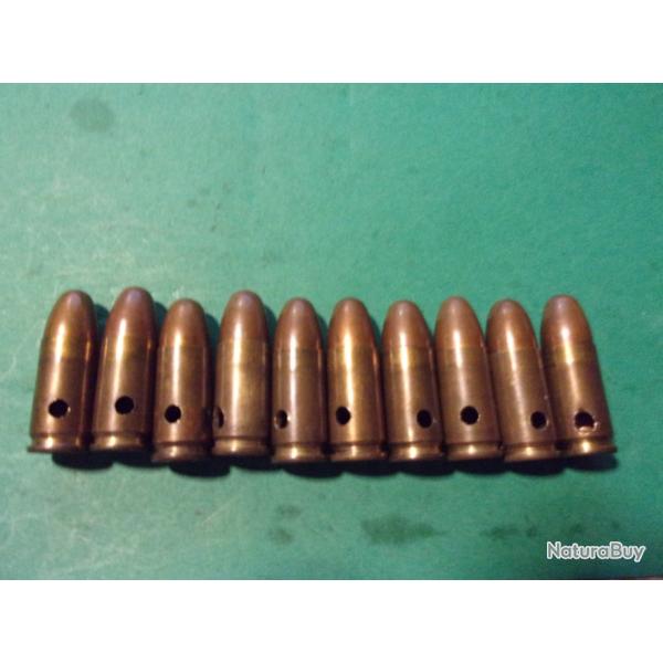 10 munition 9 mm para de 43 B^E �tui laiton balle blind�e cuivr�e, neutralis�es