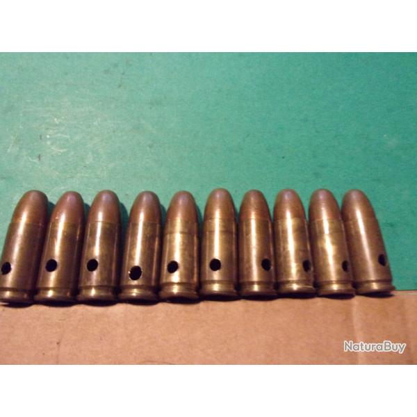 10 munitions 9mm Para 2�me WW de 43 H^N �tui laiton, balle blind�e cuivr�e neutralis�e