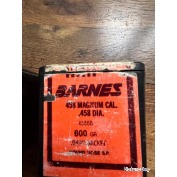 79 Balles Barnes de 600 g en cal 458 : Introuvables