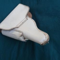 holster en cuir  blanc  de Police Militaire