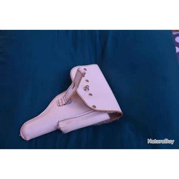 holster en cuir  blanc  de Police Militaire