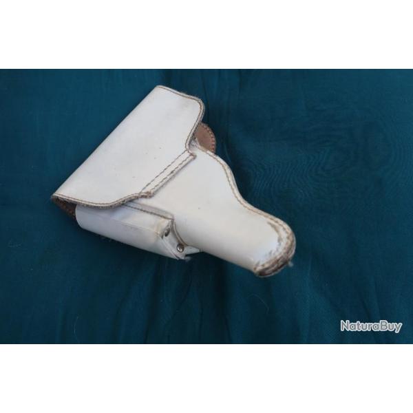 holster en cuir  blanc  de Police Militaire