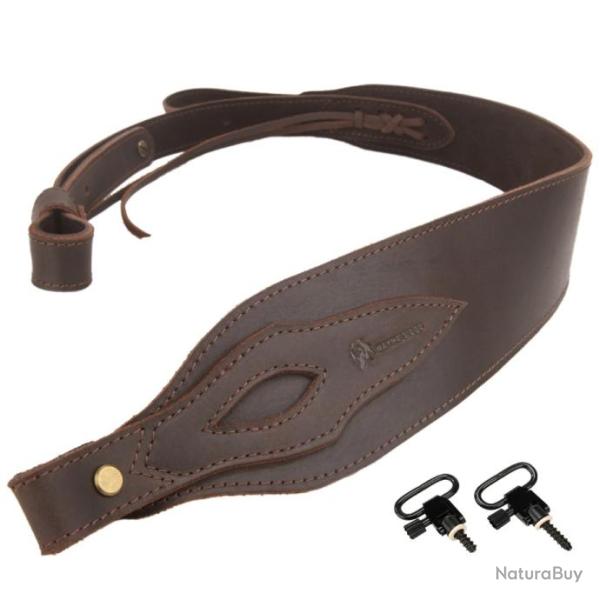 Sangle rembourr�e en cuir pour Henry, Remington, Winchester CAFE 2 attaches LIVRAISON GRATUITE !!