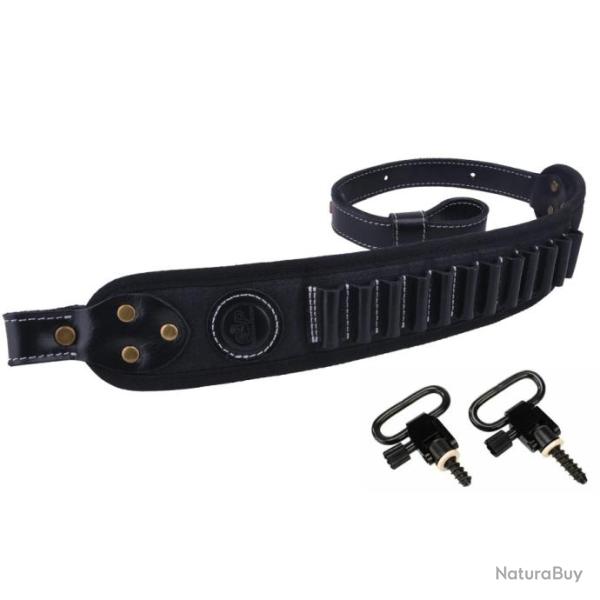 Ceinture r�glable en cuir pour. 357 .30-30 .38 2 attaches NOIR LIVRAISON GRATUITE !!