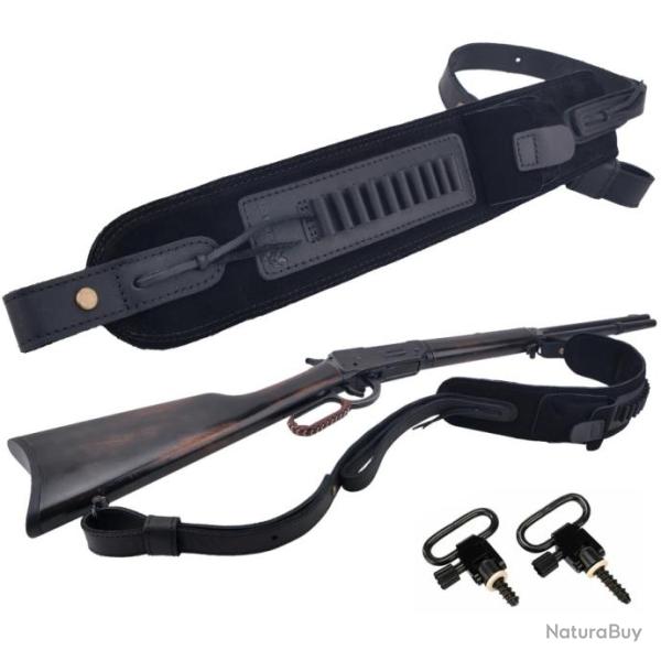 Porte-munitions r�glable en cuir -NOIR- pour. 22lr .22mag .17hmr 2 ATTACHES LIVRAISON  GRATUITE !!