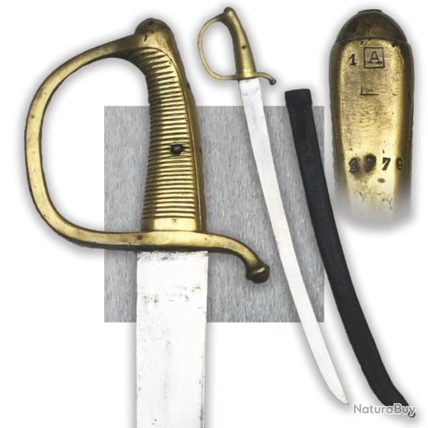 ABL : RARE SABRE BRIQUET BELGE, D'ARTILLERIE, '' 1. A. 1776. ''LEOPOLD II, XIX, ORIGINAL