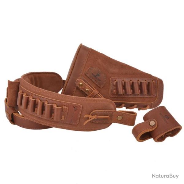 Ensemble busc + sangle 100% cuir - .357 - LIVRAISON GRATUITE - Marron droitier
