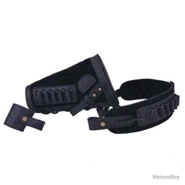Ensemble busc + sangle 100% cuir - .357 - LIVRAISON GRATUITE - Noir gaucher