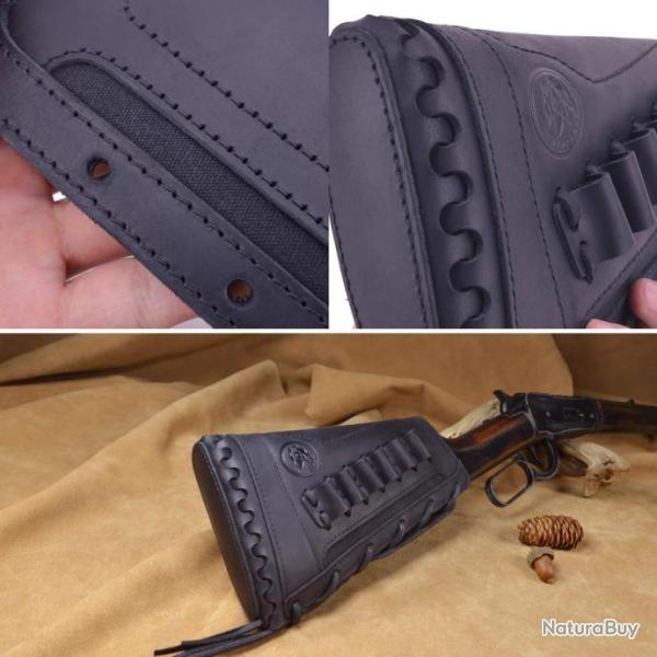 Support de cartouche de fusil en cuir pour droitier   Black(.22LR .17HMR)
