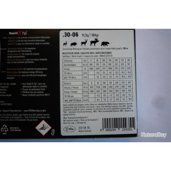 Balles 30.06 RWS EVO 184 GR