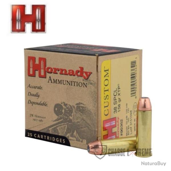 25 Munitions HORNADY Custom Cal 38 Sp�cial 158Gr Xtp