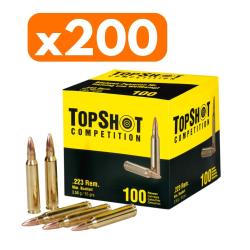Vente group&eacute;e - Pack 200 cartouches TopShot - Cal. 223 Rem FMJ  3,6g - 55 grains