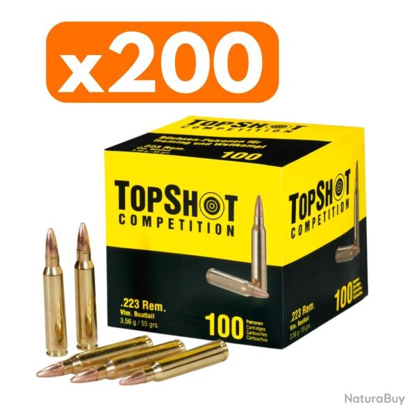 Vente group�e - Pack 200 cartouches TopShot - Cal. 223 Rem FMJ  3,6g - 55 grains