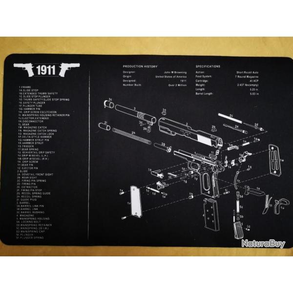Tapis de d�montage pour pistolet Colt 1911