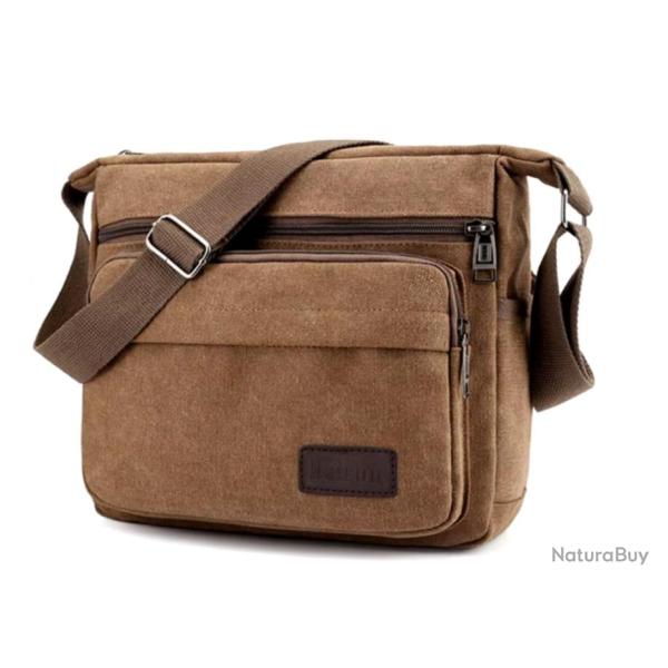 Sac � Bandouli�re Homme en Toile - Style D�contract� & Multifonctionnel Caf�