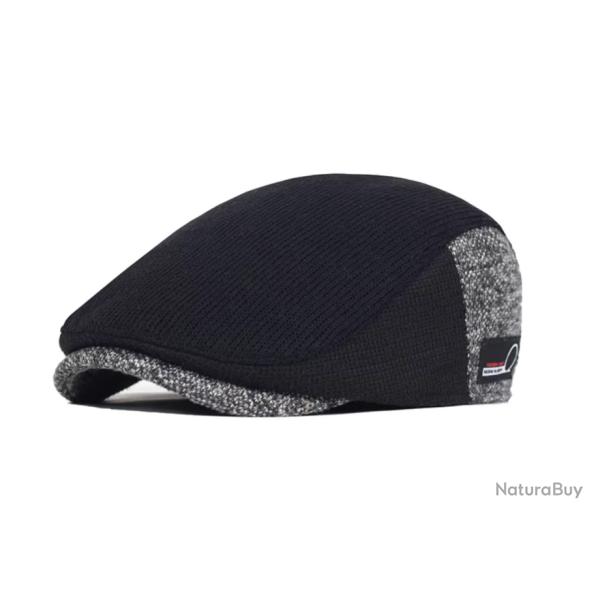 Casquette Octogonale Vintage Homme Style Gatsby, B�ret Tricot� Noir
