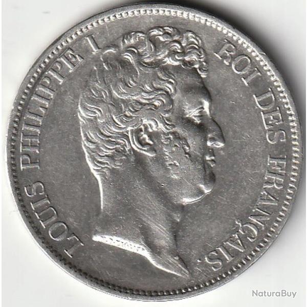 Pi�ce de Monnaie France 5 francs type Tiolier avec le I, tranche en creux 1831 Lille F.315/27 Argent