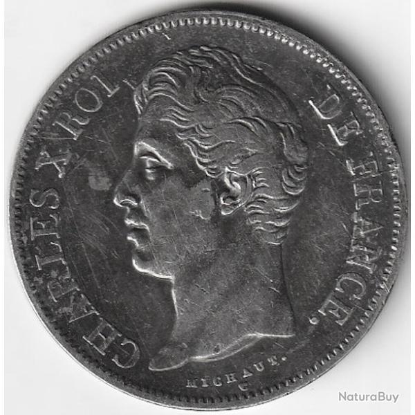 Pi�ce de Monnaie France 5 francs  Charles X, 2e type 1827 Lille F.311/13 Argent Qualit�