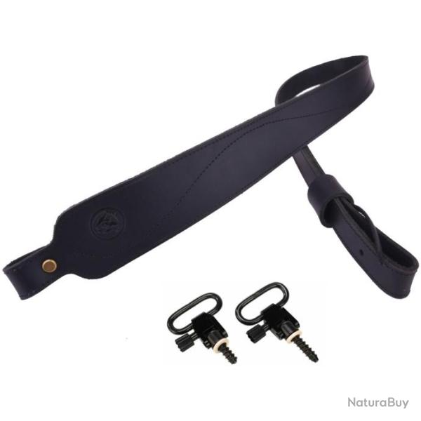 Bretelle en cuir + grenadi�res - LIVRAISON GRATUITE - Noir