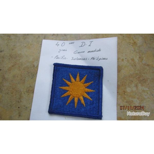 patch 40th Infantry Division  Army post WW2 Vietnam US apr�s deuxi�me guerre fab identique ww2