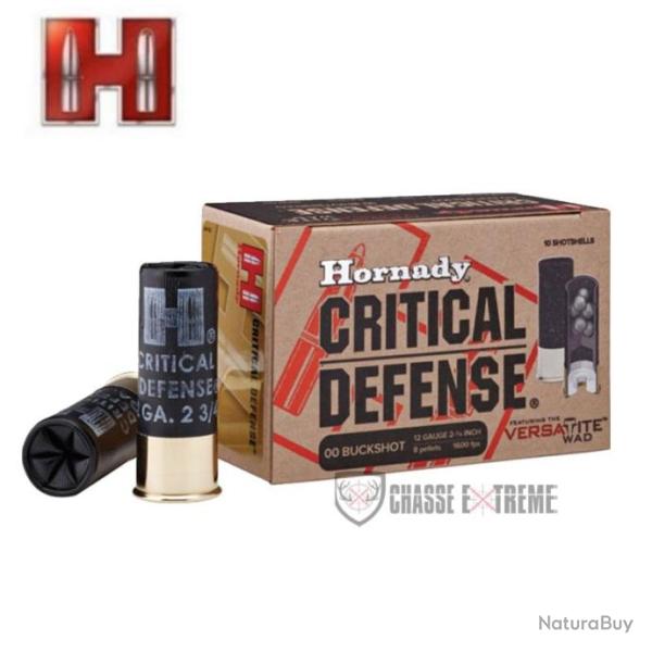 10 Cartouches HORNADY Cal 12/70 Buckshot Critical Defense
