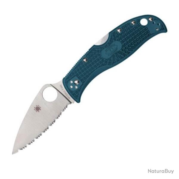 C262SLBK390 Couteau de poche dent� Spyderco "LEAFJUMPER" manche bleu