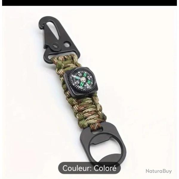Porte cl�s en paracorde 4 en 1, d�capsuleurs, camouflage