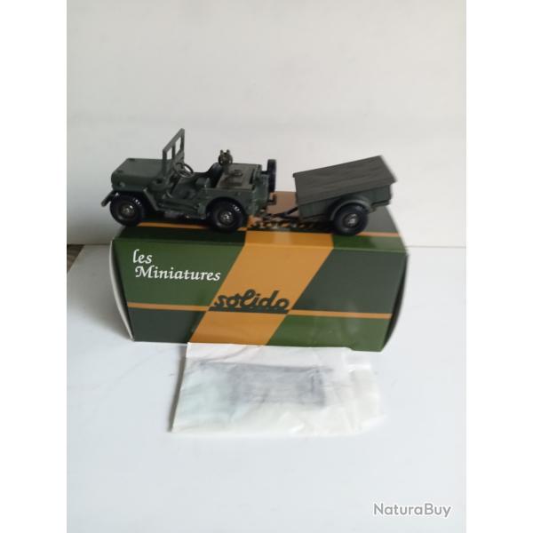 solido France militaire la jeep canon 106 et sa remorque neuf avec accessoires et remorque 1/43