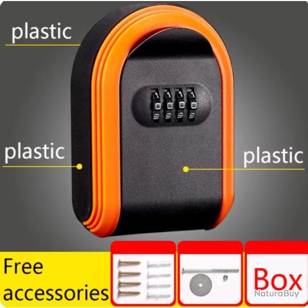 Coffre � Cl�s S�curis� � Code R�initialisable Bo�te de Verrouillage Murale 4 Chiffres Orange