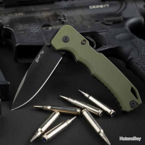 Couteau Cold Steel Swift III A/O Lame Acier CPM-M4 Black Manche FDE G10 Clip ATLAS Lock CSFL40AT