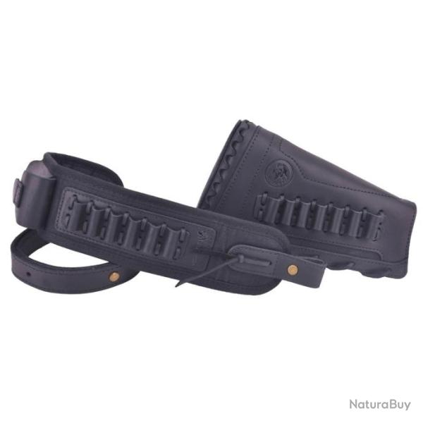 Sangle en cuir pour fusil avec charpe porte-munitions Rife. 357 .30-30 (NOIR) LIVRAISON GRATUITE !!