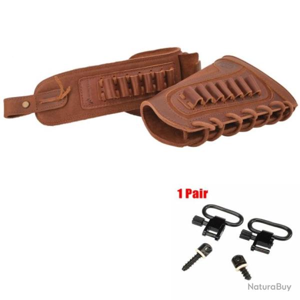 Jeu de crosse en cuir avec �lingue (LEFT BROWN) 357, .30-30, .38,. 32P1, Spcl.32