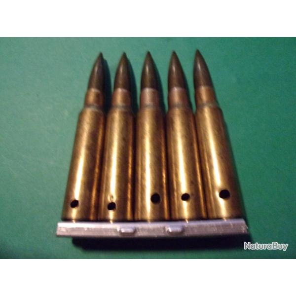 5 Munitions /clip en 7,5x54 MAS du 4-71 TE S 7,5 France, �tui laiton, balle blind�e neutralis�es
