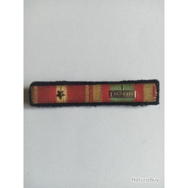 barette 2 m�dailles valeur militaire 1 �toile et com�mo afrique du nord agrafe alg�rie
