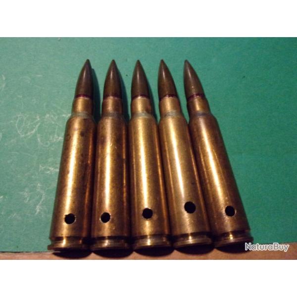 5 Munitions 7,5x54 MAS / clip du 1-67 (1-67 TE SI 7,5 ) �tui laiton, balle blind�e, neutralis�es