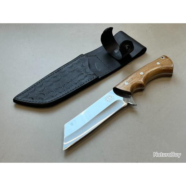 Couteau 26cm lame saxe/scramasaxe nordique forg� LLF s�rie chasse