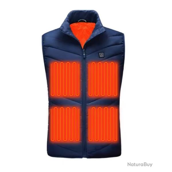 Veste Chauffante USB en Graph�ne Lavable Gilet �lectrique Unisexe Activit�s Ext�rieures Bleu