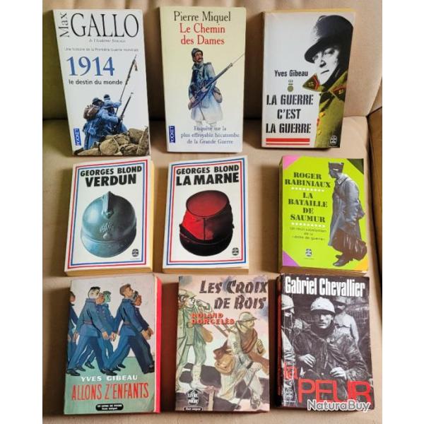 MILITARIA WW1 : LOT de 9 Livres sur la 1�re Guerre Mondiale (vente � l'unit� possible)
