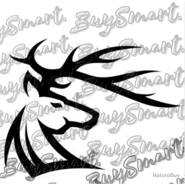 autocollant chasse cerf 25cm! Noir !