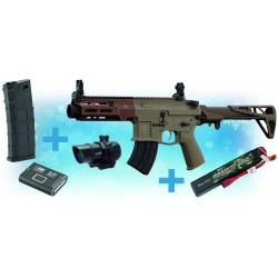Pack replique M923A AEG double eagle TAN + chargeur + red dot + batterie Lipo + chargeur de batterie