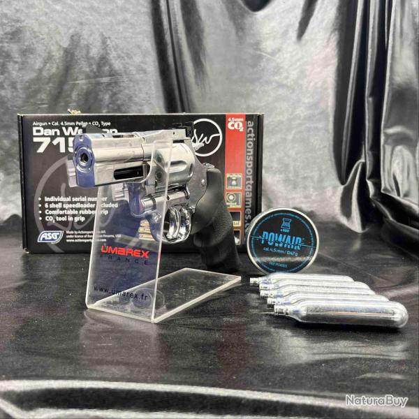 Pack pr�t � tirer REVOLVER + munitions + CO2 "GNB DAN WESSON DW715 2.5'' - SILVER - Cal. 4.5 PLOMBS 