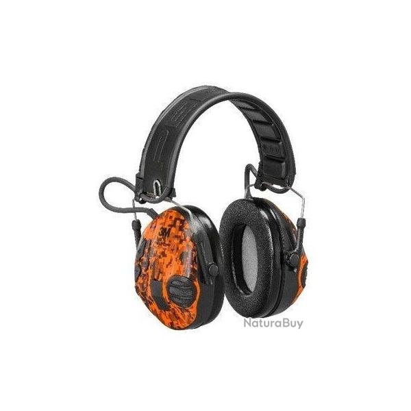 Casque antibruit �lectronique 3M Peltor SportTac - Coquilles Vert / Orange digital camo