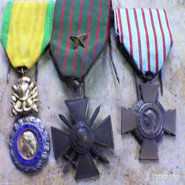 lot m�daille militaire croix guerre 1916 1 citation valeur homog�ne valeur discipline