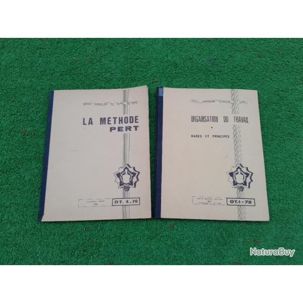 Lot 2 livres "�cole sup�rieure du g�nie militaire" : Organisation du travail 1972 / La m�thode pert